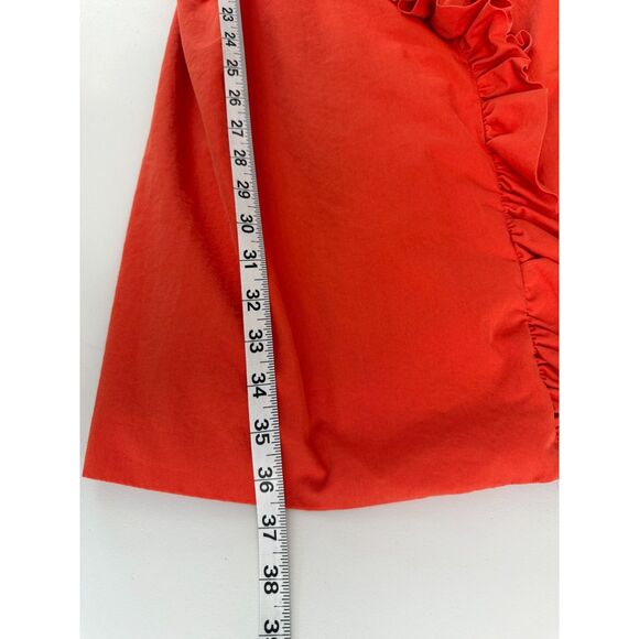 J Crew Ruffle Trench Coat Orange Belted 3/4 Sleeve Style 90815 Women's 0 - Picture 9 of 11